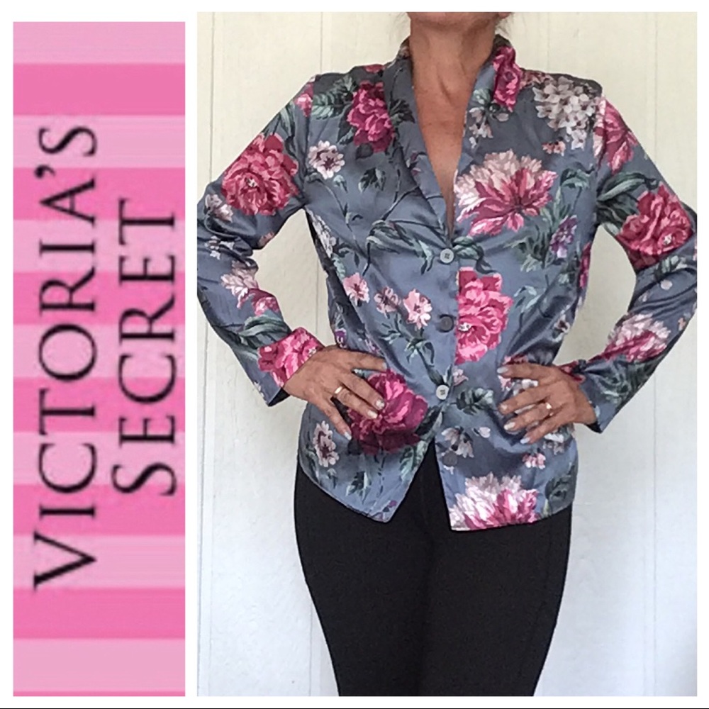 VICTORIAS SECRET SATIN BUTTON DOWN PAJAMA TOP MEDIUM
